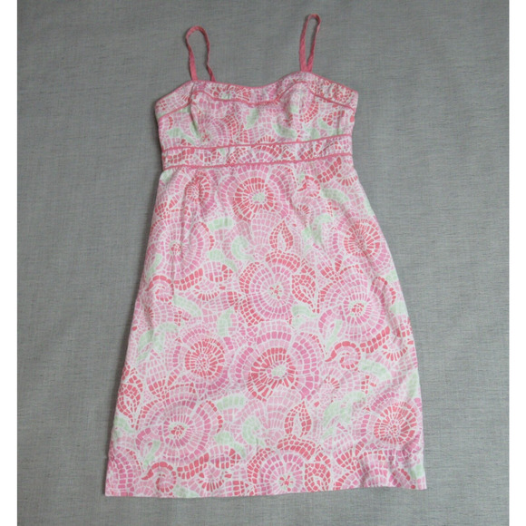 Vineyard Vines Dress Womens 6 Powder Pink Floral Spaghetti Strap Sundress Resort - Picture 1 of 11